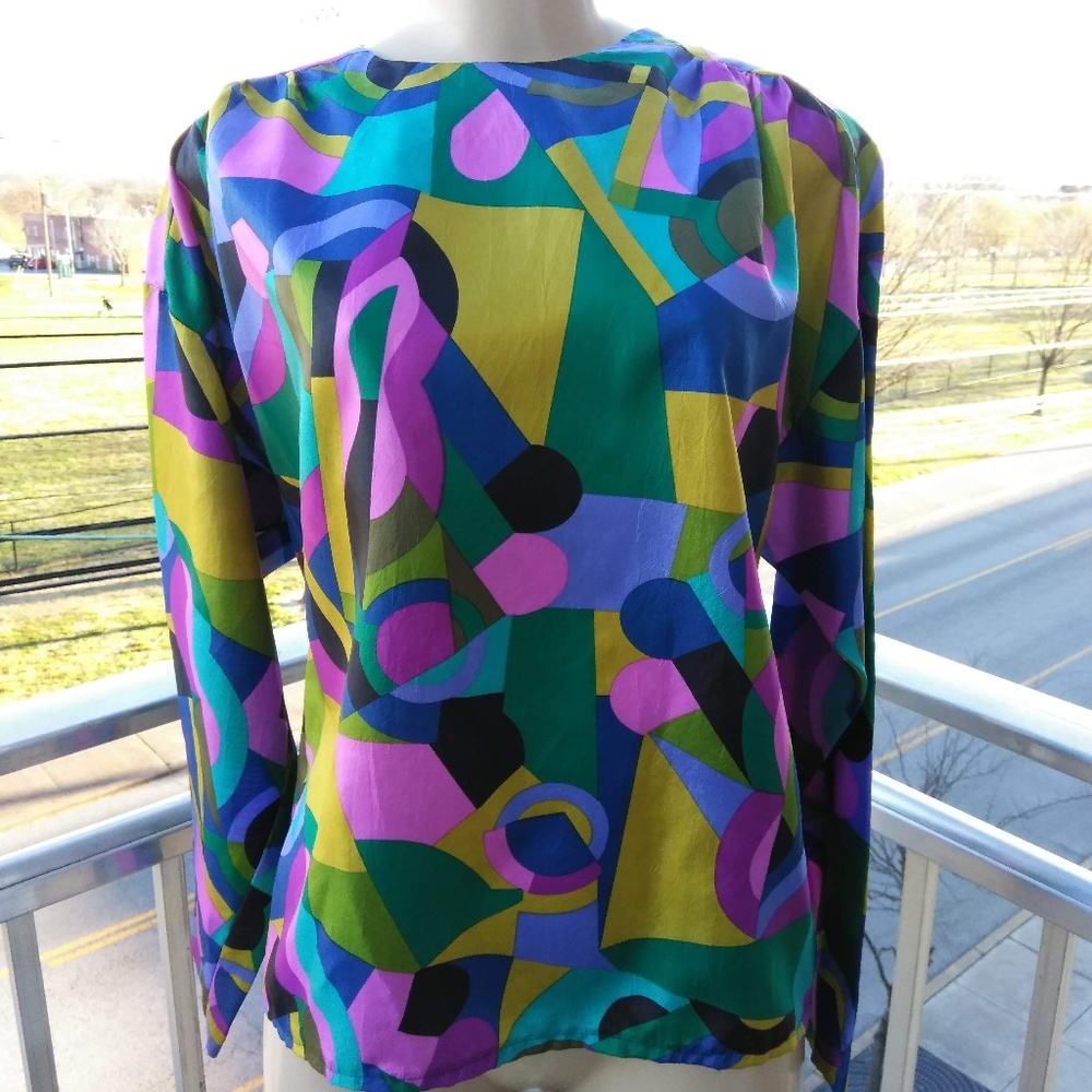 Purple haze color block blouse